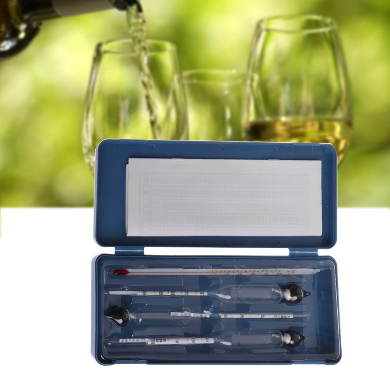 *SEL❉3 Pcs 0-100% Hydrometer Alcoholmeter Tester Alcohol Meter + Thermometer kit