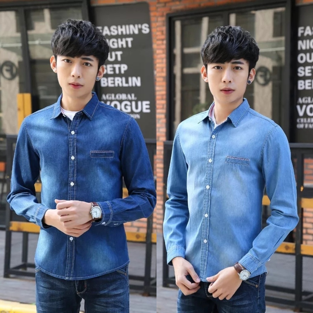 KEMEJA JOSJOLI_STORE/Berlin Jeans Shirt/เสื้อแขนยาวผู้ชาย/เหมาะกับ L