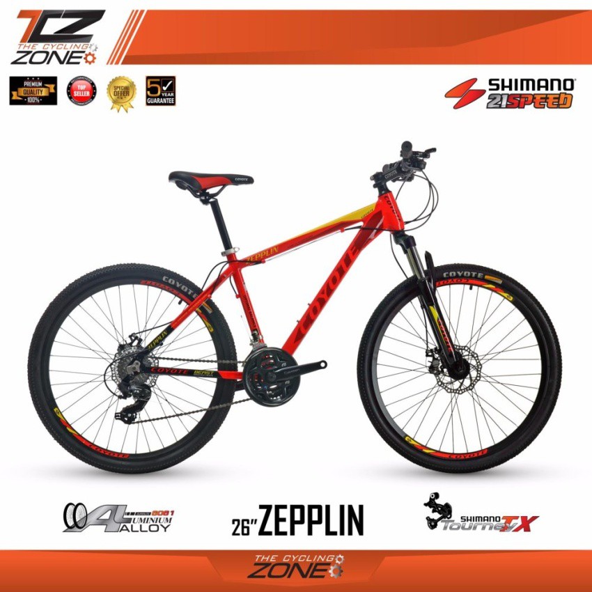COYOTE จักรยานเสือภูเขา / ตัวถัง อลูมิเนียม  / รุ่น ZEPPLIN 26 นิ้ว / สีแดง
