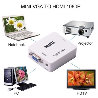 ⚡พร้อมส่ง⚡ VGA to HDMI อะแดปเตอร์ VGA เป็น HDMI พร้อมระบบเสียงรองรับทรงพลัง USB 1080p VGA2HDMI