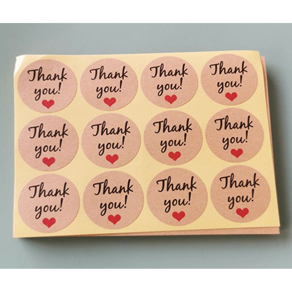 รูปวงกลมขนาด 3.8cm 40 แผ่น = 480 ดวง สติ๊กเกอร์ขอบคุณ Thank you ติดสินค้า ของชำร่วย ฯลฯ