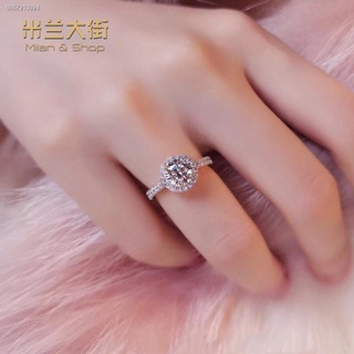 แหวนแฟชั่น แหวนเงินแท้ แหวนเงินแท้ 92 5 925 sterling silver moissanite ring white gold classic square bag 2 carat diamon