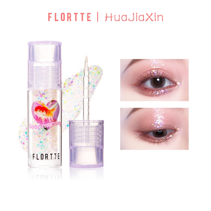 Flortte FLORTTE อายแชโดว์ เนื้อลิขวิด กลิตเตอร์ เลื่อม กลิตเตอร์ ละเอียดพิเศษ อายแชโดว์น้ําผึ้ง กลิต