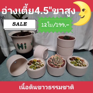 อ่างเตี้ย4.5"ขาสูงเนื้อขาวธรรมชาติยกโหล12ใบ