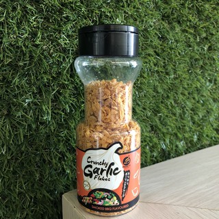 Garlic flake กระเทียมเฟลคปรุงรส ขนาด 80 กรัม รสบาบีคิว Smoked bbq flavoured กระเทียมอบกรอบ โรยสลัด