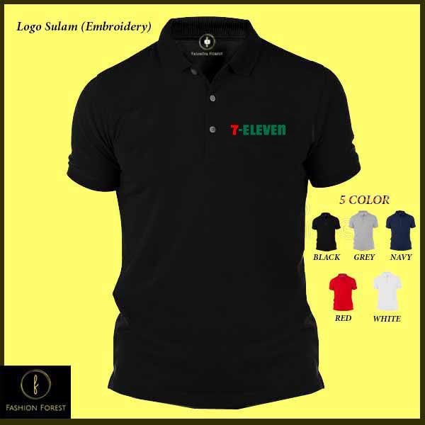 เสื้อโปโลคลาสสิก 7 Eleven 7-11 7e Mart บริษัทชุดซูเปอร์มาร์เก็ตองค์กร Sulam เย็บปักถักร้อย Baju ผ้าฝ