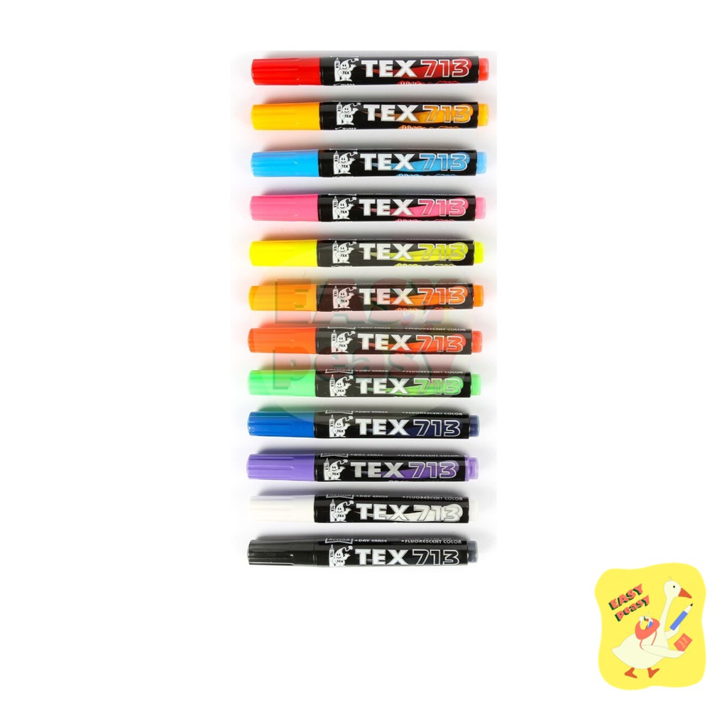 ปากกาไวท์บอร์ด TEX รุ่น 713 สีสะท้อนแสง เขียนกระจก และ ลบได้