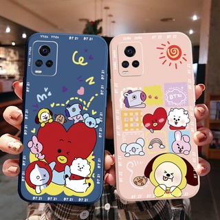 เคสโทรศัพท์มือถือ ขอบสี่เหลี่ยม ลายการ์ตูน BTS แฟชั่น สําหรับ VIVO T1X Y02S Y21 Y15A Y15S Y33S Y21T Y11S Y12S Y21A Y1S Y91C Y01