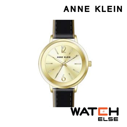 Anne Klein AK-AK-3184CHBK นาฬิกาข้อมือผู้หญิง สายหนัง สีดำ