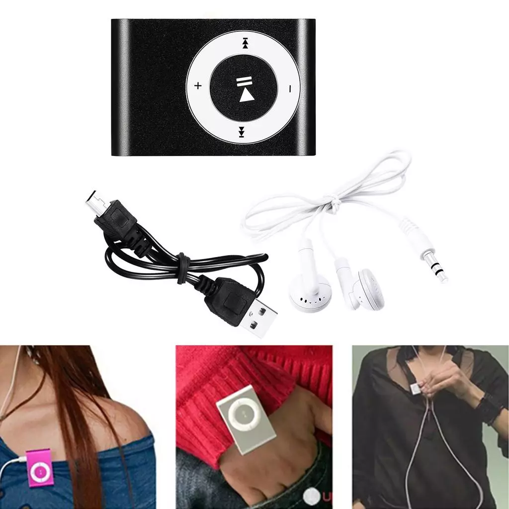 เครื่องเล่น Mp3 แบบพกพาขนาดเล็กคลิปเครื่องเล่น Mp3 กีฬาการ์ด TF สีสันสดใสเครื่องเล่นเพลง Mp3