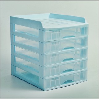 ตู้ลิ้นชักเอกสาร ขนาดA4 5 ลิ้นชักใส พร้อมถาดบนกว้าง27cmลึก34cmสูง33cm Plastic Organizer