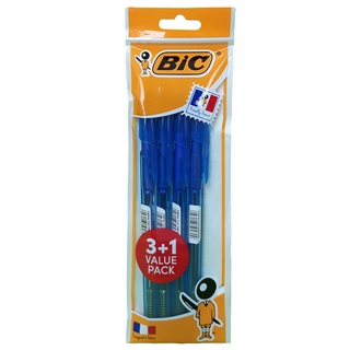 BIC  ปากกาลูกลื่น OPP คริสตัล คลิก BIC Cristal Clic 0.8mm Blue 3ฟรี1