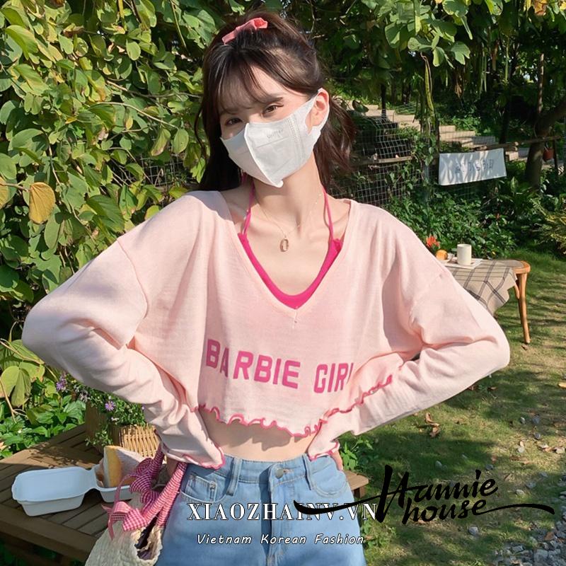 Hannie- ชุดเสื้อแขนกุด และเสื้อยืดแขนยาว พิมพ์ลายตัวอักษร สําหรับผู้หญิง 2 ชิ้น