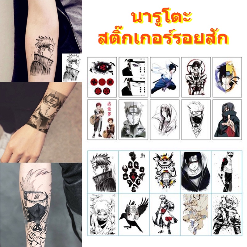 นารูโตะ Anime Naruto Tattoos Stickers Akatsuki Sasuke Uchiha Itachi DIY Waterproof Cosplay Accessori