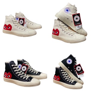 รองเท้าผ้าใบ COMME des GARCONS Play X Converse ทรงสูง ไซส์ 36-44 มี 2 สี ขาว ดำ อุปกรณ์ครบกล่อง (ส่งไว)