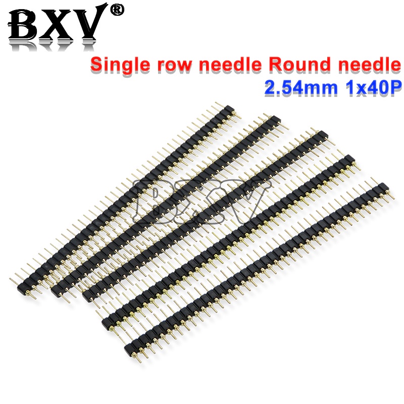 5PCS HJXRHGAL Connector รอบ 40P Header Strip ชาย Header เดี่ยวแถว 40 พิน 2.54 มม.เข็ม 1x40 Connector