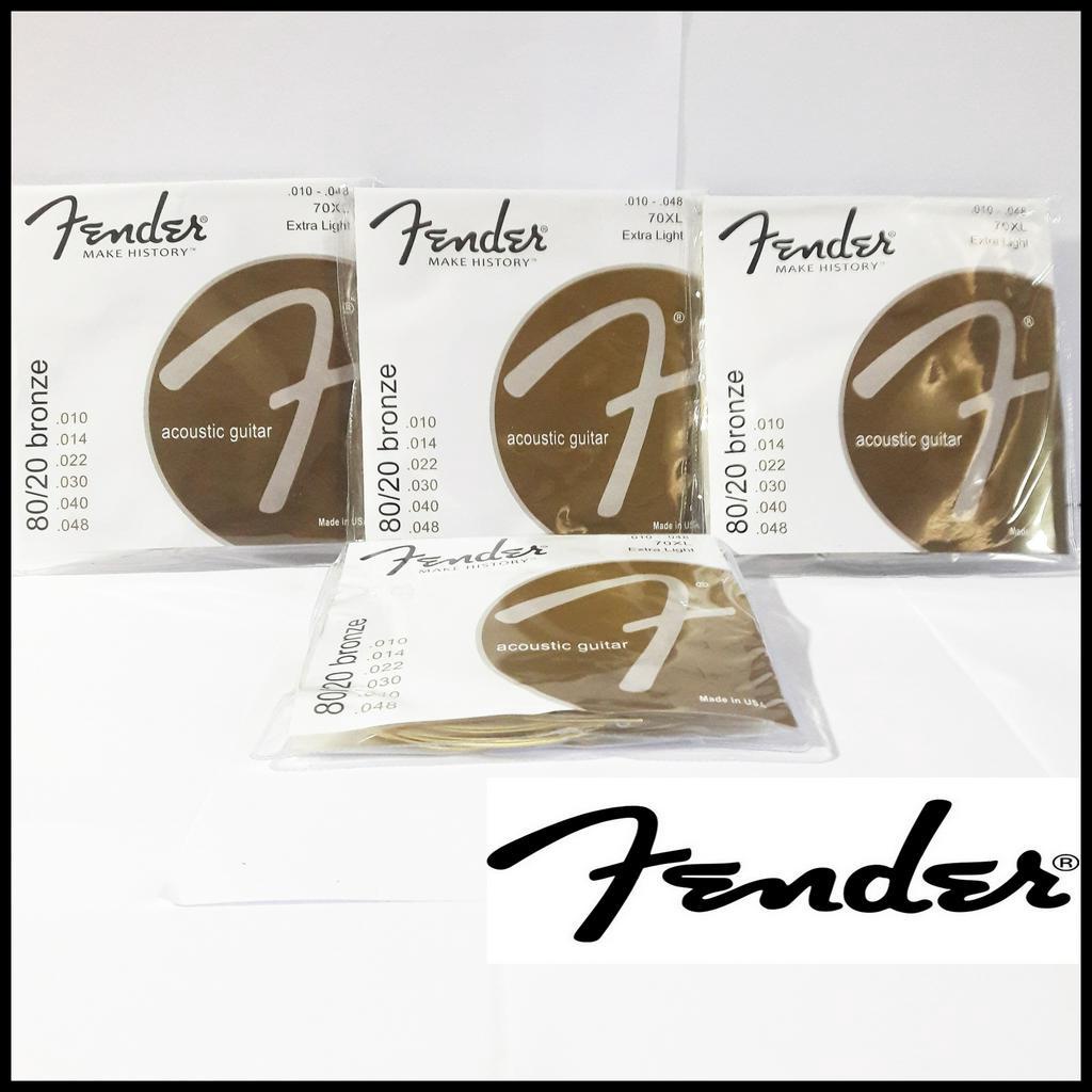 Fender® สายกีตาร์โปร่ง เบอร์ 10  รุ่น 70XL (Extra Light .010 - .048) สายกีตาร์ไฟฟ้า เบอร์10 fender 1ชุด มี6เส้น** Made in USA