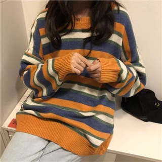 Mix color sweaters ไหมพรมลายทางหลากสี (พร้อมส่ง)