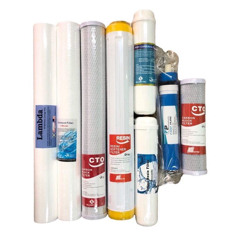 ชุดไส้กรองตู้น้ำ 8 ขั้นตอน (PP20"5M + PP20" 1 M + CTO20" + RS20"+ RO 150G + Post carbon 12" +Post PP