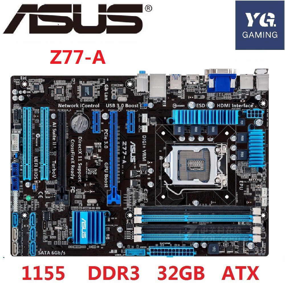 Z77-A เมนบอร์ดเดสก์ท็อป Z77 ซ็อกเก็ต LGA 1155 i3 i5 i7 DDR3 32G ATX UEFI BIOS ใช้