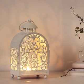 ตะเกียงใส่เทียน ตะเกียง ที่ใส่เทียน GOTTGÖRA ตะเกียงใส่เทียนทีไลท์ Lantern for candle in metal cup white 26 cm