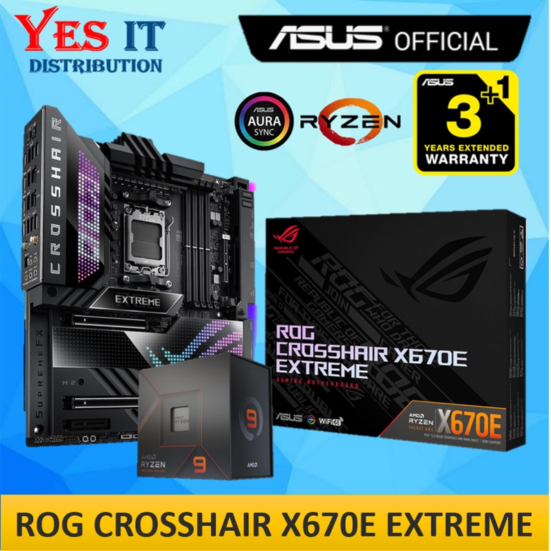 AMD Ryzen 9 7950X 4.5GHz 16 Core 32 Thread AM5 โปรเซสเซอร์ CPU เดสก์ท็อป + เมนบอร์ด ASUS X670E