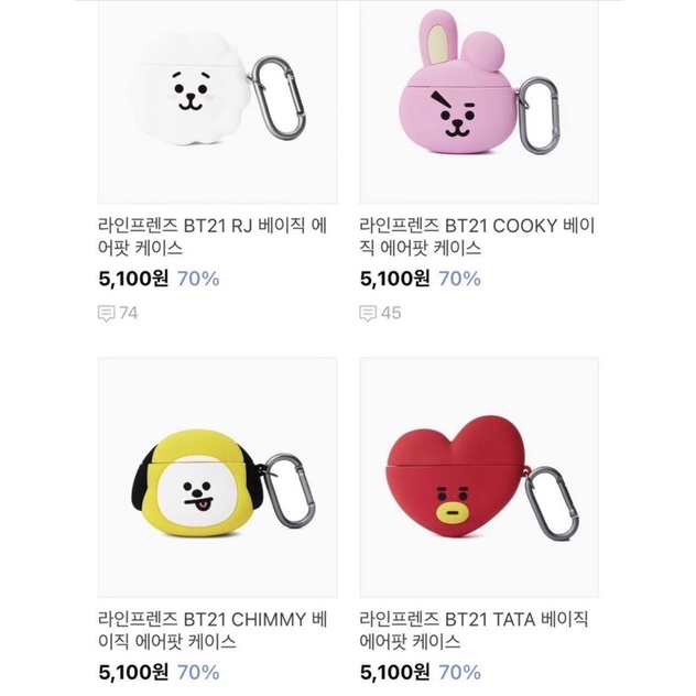 เคสหูฟัง เคส Airpod 1,2 Face BT21 ของแท้
