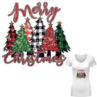 สติกเกอร์รีดร้อน ลาย Merry Christmas Diy สําหรับติดตกแต่งเสื้อผ้า