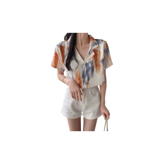 โปรโมชั่น : Summer เสื้อเชิ้ตสตรี สไตล์เกาหลี พิมพ์ลาย แขนสั้น