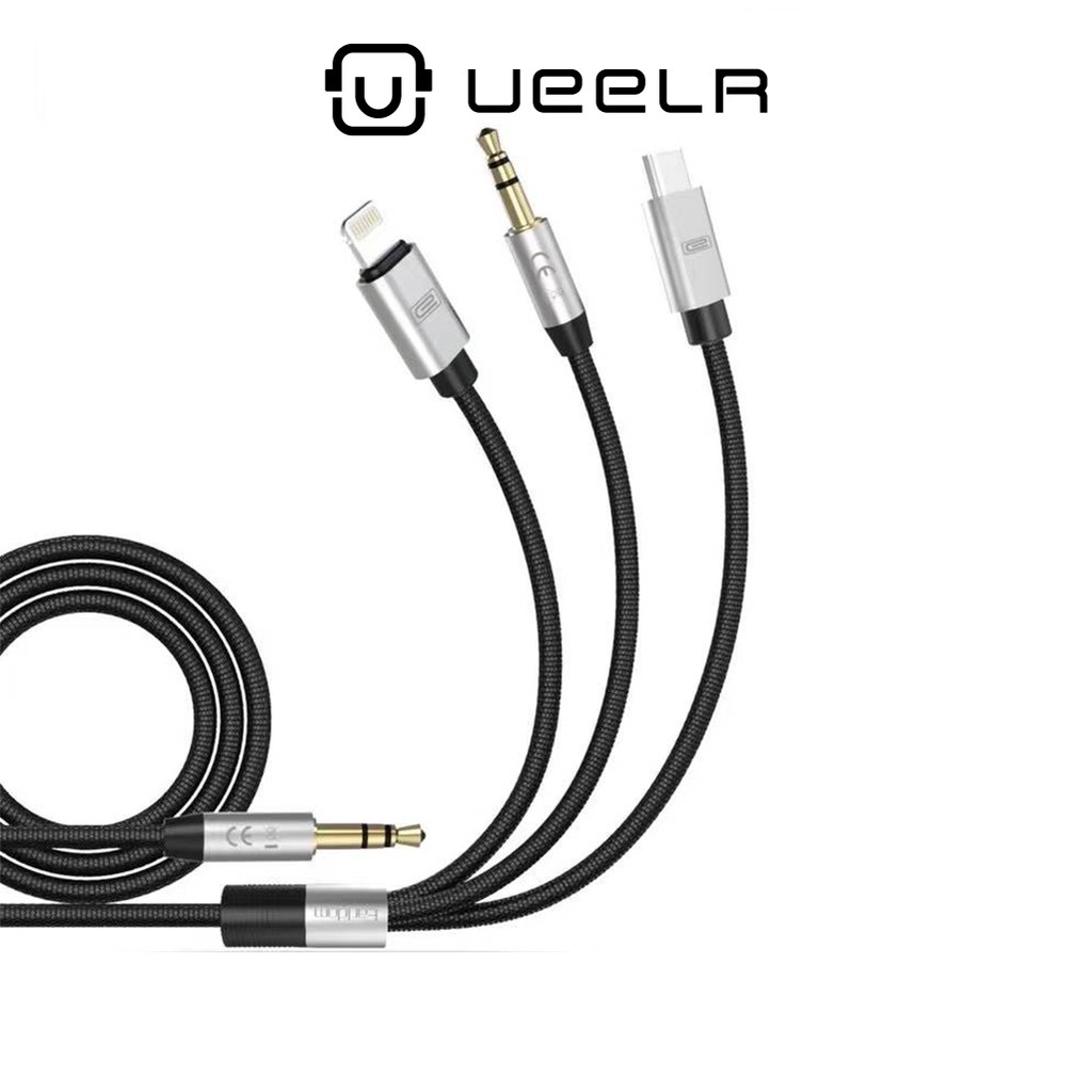 Earldom ET AUX09 HIFI 3 in 1 AUX Cable Pluck and Play สำหรับ Lightning / Type C / 3.5 mm. ยาว 120 cm