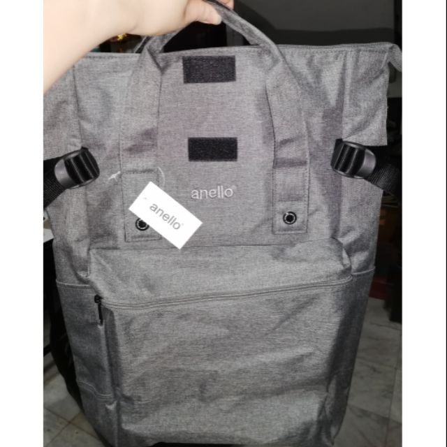 กระเป๋า​เป้​ Anello ของแท้​รุ่น​ Foldable Backpack สีเทา