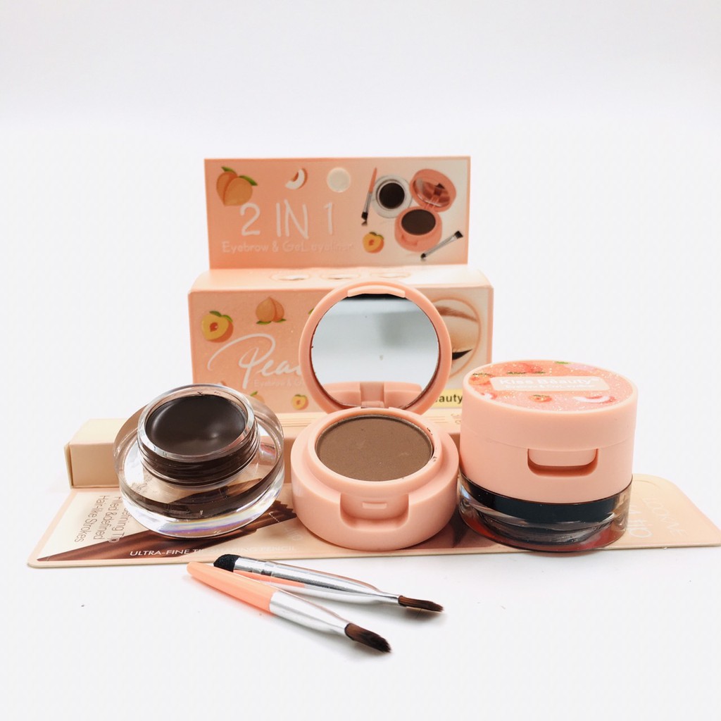 89174-03 Kiss Beauty เจลเขียนคิ้ว 2in1 ฝุ่นเขียนคิ้ว พีช เจลเขียนคิ้ว แต่งคิ้วได้ง่าย สาวๆต้องรีบแล้ว