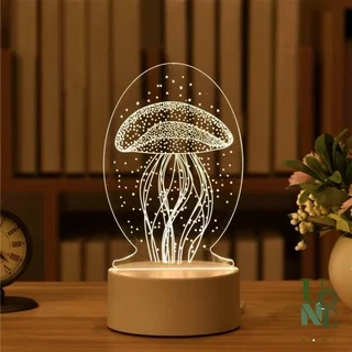 UoneHome พร้อมส่ง 🎉 ♥ H034 โคมไฟตั้งโต๊ะขนาดเล็ก 3D โคมไฟอะคริลิค LED ของขวัญวันเกิด โคมไฟแต่งบ้าน แต่งห้องนอน