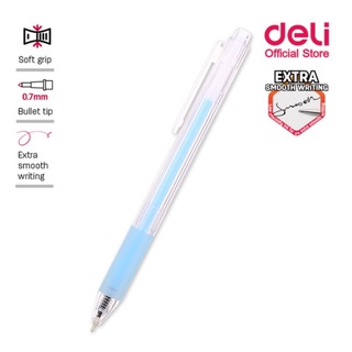 ปากกาลูกลื่นแบบกด หมึกน้ำเงิน Deli Q13 Ballpoint Pen ขนาดเส้น 0.7mm