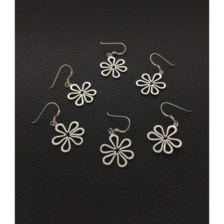 #ต่างหูเงินล้วน925  รูปดาวกระจาย ขนาด 20x20 มม. Export Sterling Silver Plain Starburst Earring, Size 20 x20 mm.