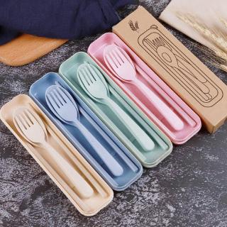 【Superseller】3Pcs Portable Eco-Friendly Cutlery Set Chopstick Spoon Fork Camping Picnic Sets