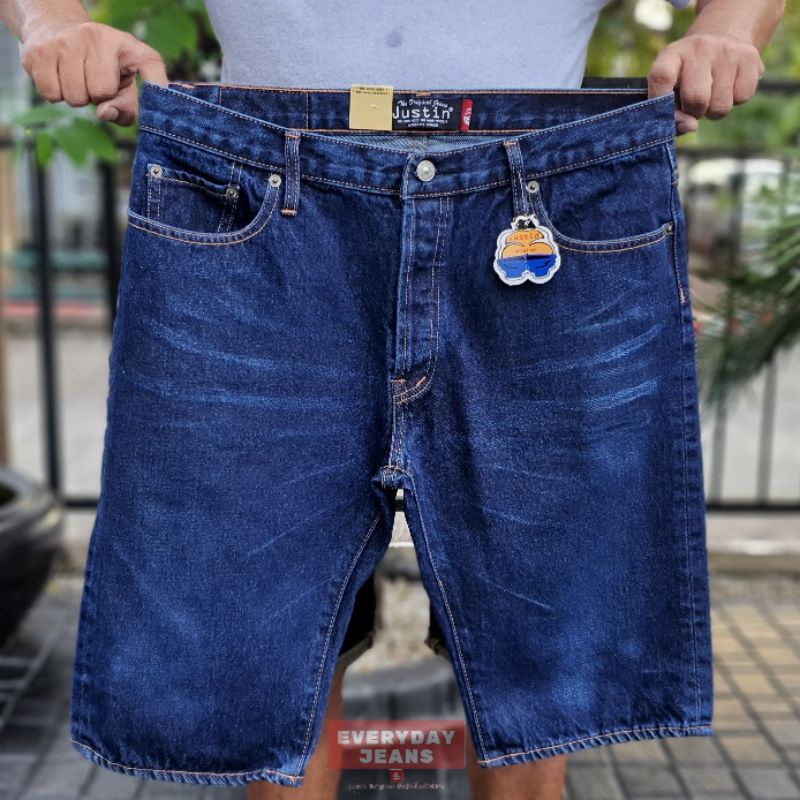 JustinJeansกางเกงยีนส์ขาสั้นผู้ชายลิขสิทธิ์แท้100% รุ่น สีไบโอ (Bio) ไม่ริมแดง
