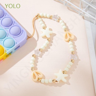 Yolo สายคล้องโทรศัพท์มือถือจี้ลูกปัดอะคริลิครูปหัวใจสําหรับผู้หญิง