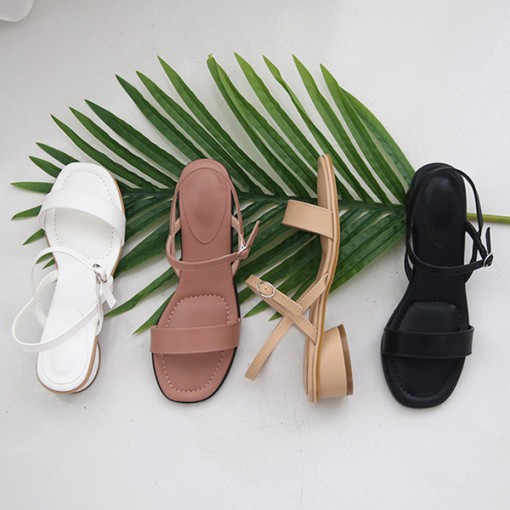 Korea [ขนาดพิเศษ] Mondeo Cushion Pad Low Heel Strap Sandal Heel: Shoe