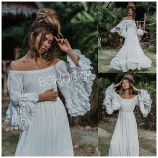 ❌𝗦𝗔𝗟𝗘 พร้อมส่ง❌BOHOBKK Vintage MAXI DRESS เดรสวินเทจ โบฮีเมี่ยน ชุดเดรสยาวผ้าดิบ