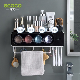 Ecoco ชุดที่วางแปรงสีฟัน ยาสีฟัน แบบติดผนัง อเนกประสงค์ พร้อมบาร์ผ้าขนหนู สําหรับห้องน้ํา