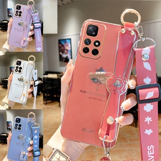เคสโทรศัพท์มือถือ tpu กันตก ป้องกันกล้อง ลายใบเมเปิ้ล พร้อมสายคล้องข้อมือ แต่งลูกไม้ สําหรับ Vivo x23 x27 x27pro x30 x30pro x50 x50pro