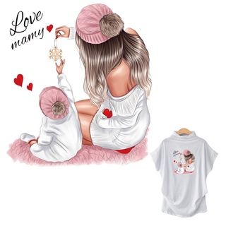 แผ่นสติกเกอร์รีดร้อน ลาย Love Mamy สําหรับติดตกแต่งเสื้อผ้า Diy