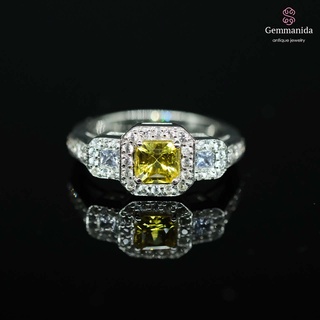 แหวน yellow sapphire และ white sapphire ขนาด 52