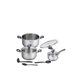 TEFAL ชุดเซตหม้อ Daily Cook 9 ชิ้น รุ่น G712S974 สีเงิน ขนาด 16-20-24 Cm พร้อม กระบวย+ทัพพี+ทัพพีกรอง