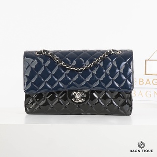 CHANEL CLASSIC 10 2 TONE NAVY/BLACK VERNIS