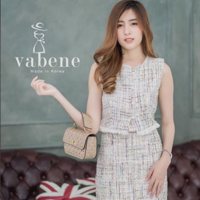 ชุดเดรสสีเหลือบทองป้ายVABENE
