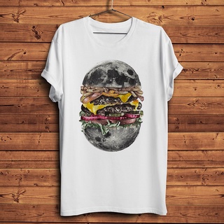 ขายดี!เสื้อยืดแขนสั้นลําลอง พิมพ์ลาย Moon burger super Hamburg สีขาว แฟชั่นฤดูร้อน สําหรับผู้ชาย และผู้หญิงS-5XL