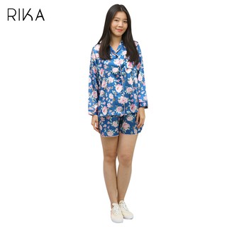 RIKA ชุดลำลอง FV3022 ซาติน เนื้อนุ่ม เสื้อ+กางเกงขาสั้น  ชุดนอน น่ารักๆ วัยรุ่น สไตล์เกาหลี  ซาตินพิมพ์ลาย