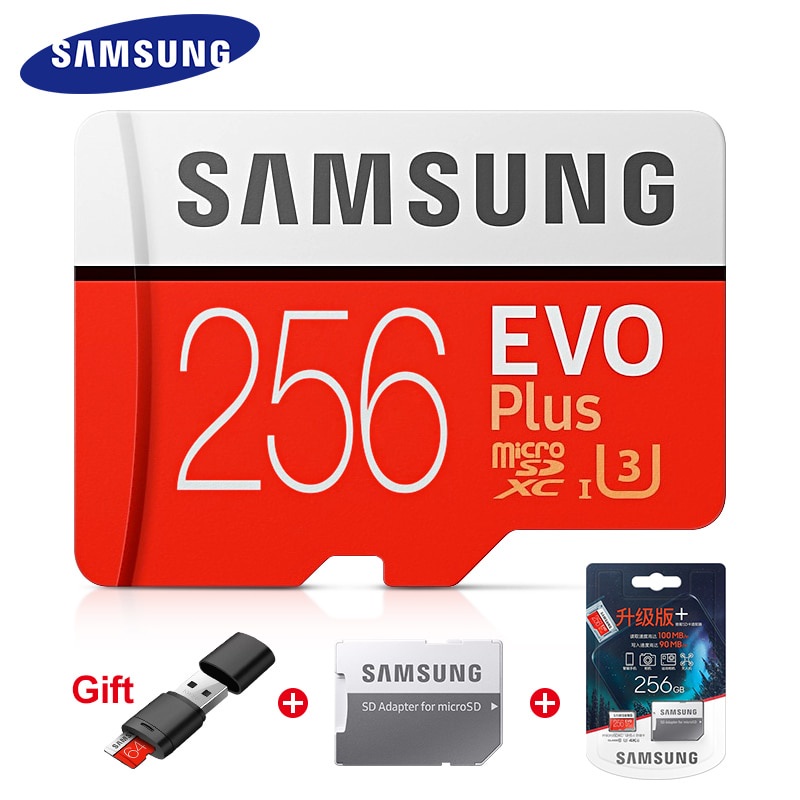 SAMSUNG EVO+ PLUS Memory Card 256GB 128G 64GB 32GB High Speed 100MB/s Micro SD U3 Class 10 TF Card